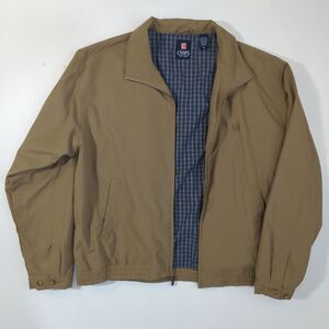Vintage Chaps Harrington Bomber Jacket Brushed Khaki Pockets Preppy XL Men